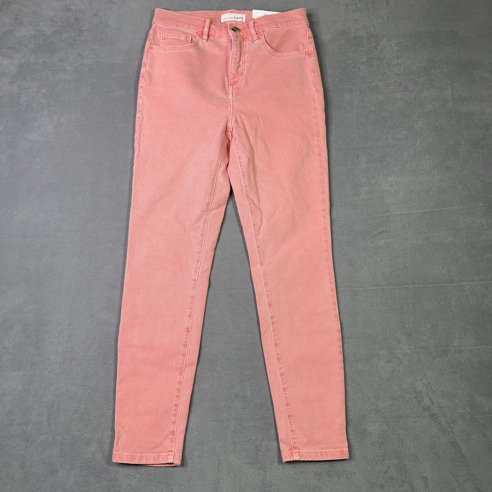 LOFT Jeans Womens 0 25 Pink High Waist Skinny Slim Ankle Length Pockets Stretch